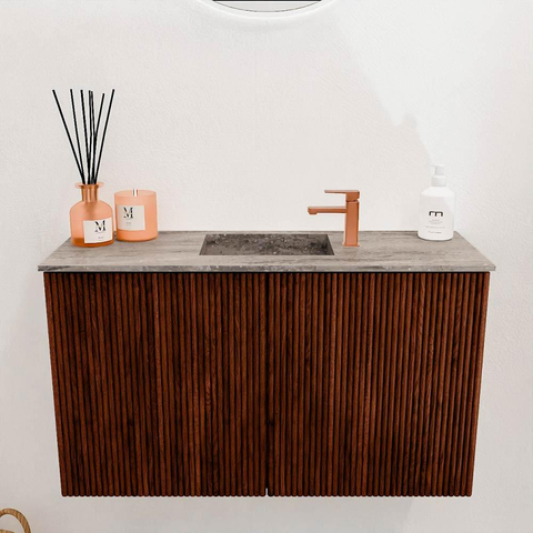 Mondiaz JOYA-DLUX 70cm meuble de toilette - couleur Ruby - Vasque FAYE position Milieu 1 trou de robinet couleur Oza. SW1425500