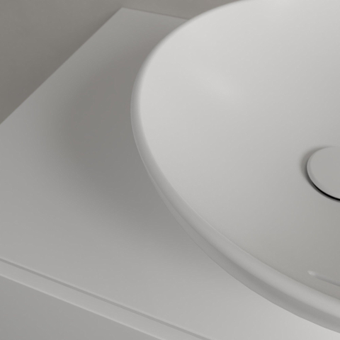 Villeroy & Boch Loop & Friends opzetwastafel - 42cm rond - met overloop CeramicPlus - Stone White (mat wit) SW644110