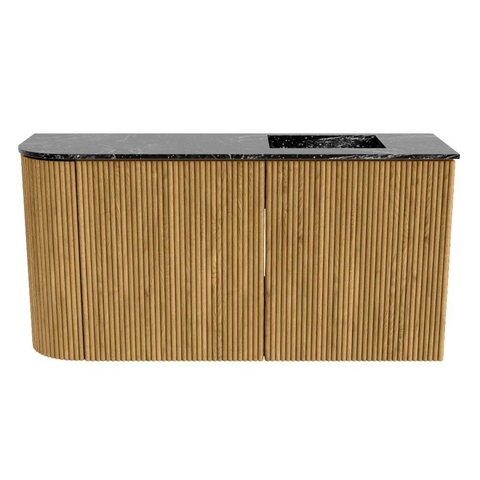 Mondiaz JOYA-DLUX 81.6cm toiletmeubel - ronding links kleur Oak - Wastafel FAYE positie Rechts Zonder kraangat kleur Lava. SW1422091
