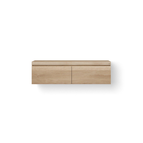 Looox Wood collection Wooden Drawer BoX armoire à tiroirs avec 2 tiroirs 140x45x46cm avec softclose chêne old grey SW108692