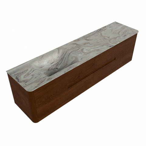 Mondiaz CIRO-DLUX Meuble de salle de bains - 190x45x50cm - plan-vasque solid surface Glace - 1 lavabo à gauche - sans trous de robinet - 4 tiroirs - Ruby SW1531556