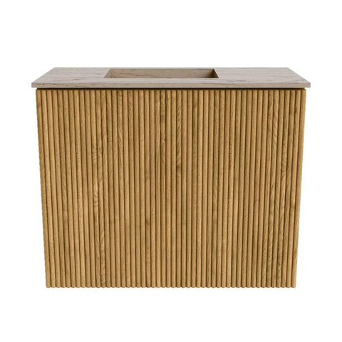 Mondiaz JOYA-DLUX 50cm toiletmeubel - kleur Oak - Wastafel FAYE positie Links Zonder kraangat kleur Arena. SW1423834