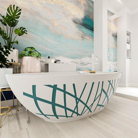 MONDIAZ HOLM DESIGN Baignoire autoportante - 180x85cm - Smag / Talc SW1172800