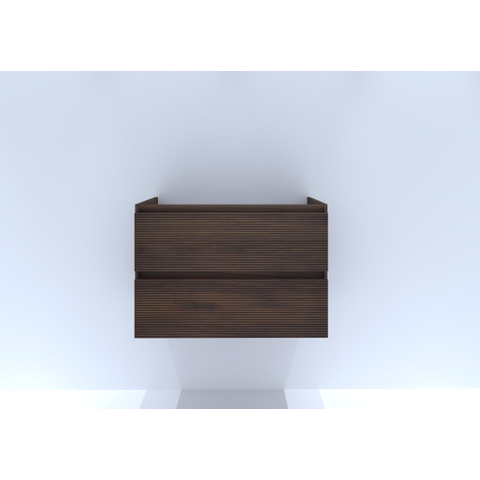 H&R Badmeubelen Infinity Wastafelonderkast - 80x44.8x55cm - 3D-front - 2 lades - greeploos - dark oak SW873377