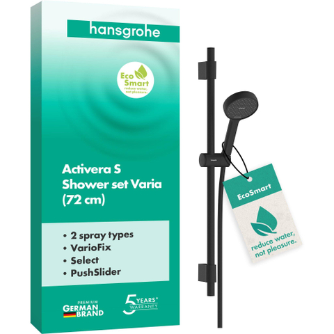 Hansgrohe Activera S glijstangset - 72cm - 2 straalsoorten - ecosmart - mat zwart SW1387700
