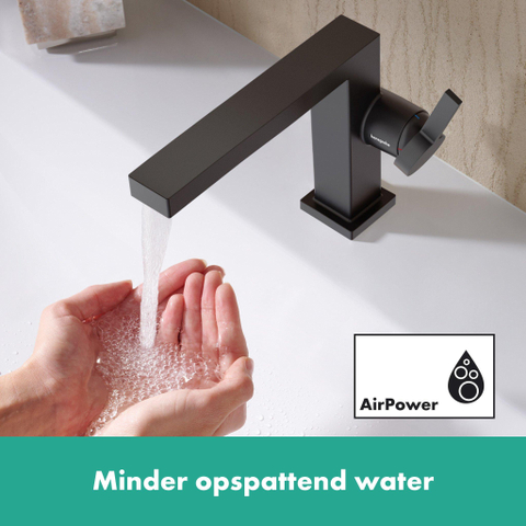 Hansgrohe Tecturis E Eengreeps wastafelkraan - 110 Fine - coolstart - met PopUp - trekwaste - mat zwart SW918803