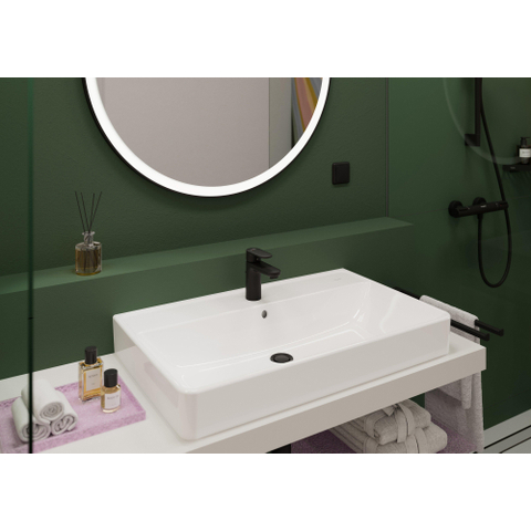 Hansgrohe Xarita Lite S Miroir - 90cm - rond - éclairage LED - interrupteur mural - noir mat SW1165041