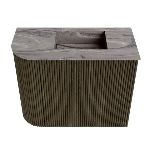 Mondiaz JOYA-DLUX 51.6cm toiletmeubel - ronding links kleur Shadow - Wastafel FAYE positie Rechts 1 kraangat kleur Sombra. SW1425208