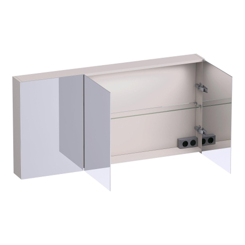 BRAUER Impress Deluxe armoire de toilette - 140x70x15cm - éclairage interne et externe - 3 portes miroir double face - sable mat SW1198959