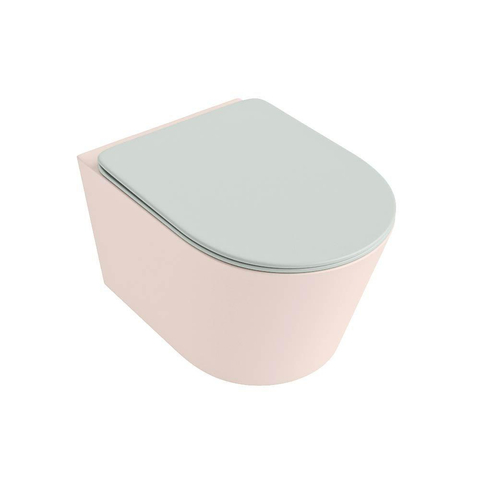 Mondiaz LAVIE WC suspendu – sans bride – 36 x 53 cm – avec abattant softclose – Rosee (rose), abattant Greey (vert clair/gris) SW1208625