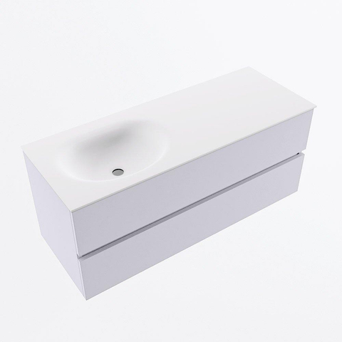 Mondiaz VICA Ensemble meuble de salle de bains - 120cm - cale - 2 tiroirs - Lavabo MOON - gauche - sans trou de robinet - couleur talc - version XL 60cm de haut SW1189241