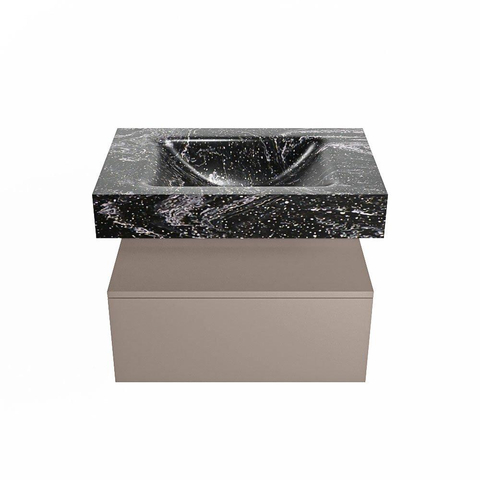 Mondiaz ALAN-DLUX Ensemble de meuble - 70cm - meuble Smoke mat - 1 tiroir - Lavabo Cloud Lava suspendu - vasque Centre - 1 trou de robinet SW808097