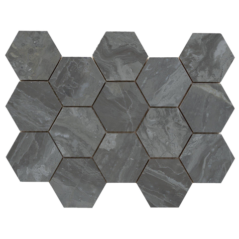 Terravito Ivello Mozaïektegel - 22.5x32.5cm - hexagon - 10mm - Dark gepolijst SW1119953