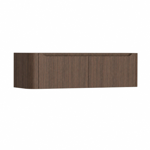 H&R Badmeubelen Juice Wastafelonderkast - 140x45x40cm - linkerhoek afgerond - 2 lades - geïntegreerde greep - coffee SW1490053