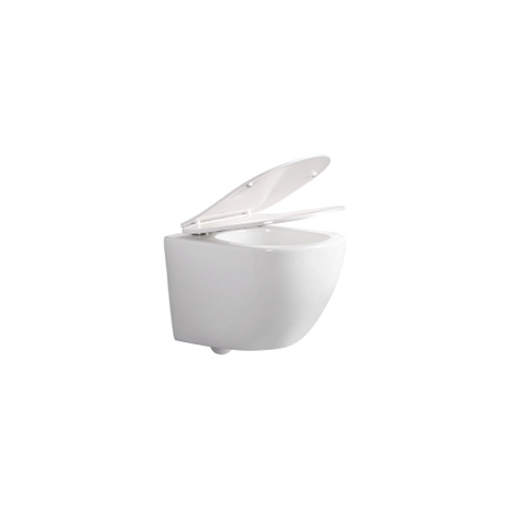 QeramiQ Dely Swirl Compact WC suspendu – sans bride – 36 x 49,5 cm – avec abattant fin (slim) – blanc brillant SW1480047