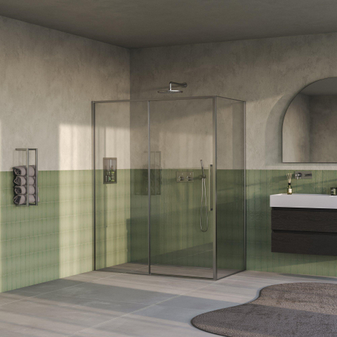 BRAUER Galactic Douchecabine - 160x90x200cm - met schuifdeur - helder glas - omkeerbaar - incl. glascoating - geborsteld RVS PVD SW1580891