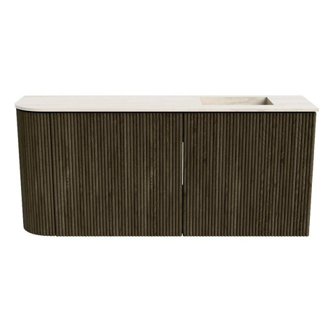 Mondiaz JOYA-DLUX Meuble de toilette 91,6cm - arrondi gauche couleur Shadow - Vasque FAYE position Droite Sans trou de robinet couleur Meli. SW1424920