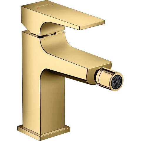 Hansgrohe Metropol 1-gats bidetkraan - 100 met push open waste - met voorsprong uitloop 12.9cm - glans goud SW358663