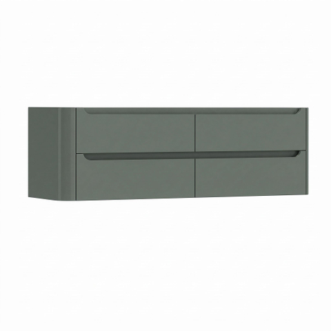 H&R Badmeubelen Juice Wastafelonderkast - 160x45x50cm - linkerhoek afgerond - 4 lades - geïntegreerde greep - Petrol mat SW1491366