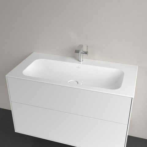 Villeroy & Boch finion meubelwastafel - 1 kraangat - 100x50cm CeramicPlus - zonder overloop - White Alpine (glans wit) SW106528