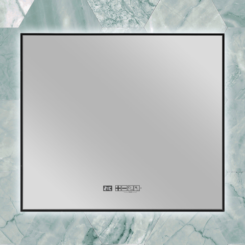 Eurom Sani 400 Mirror miroir – 80 x 70 cm – LED indirecte tout autour – chauffage infrarouge 400 W – Noir mat SW1225234
