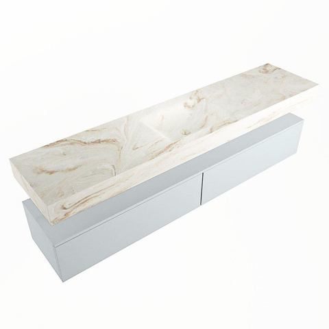 Mondiaz ALAN-DLUX Ensemble de meuble - 200cm - meuble Clay mat - 2 tiroirs - Lavabo Cloud Frappe suspendu - vasque Centre - 1 trou de robinet SW804849