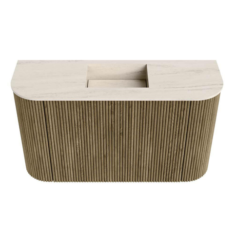 Mondiaz JOYA-DLUX Meuble de salle de bains 73.2cm - arrondi gauche et droite couleur Dusk - Vasque FAYE position Milieu Sans trou de robinet couleur Meli SW1425866