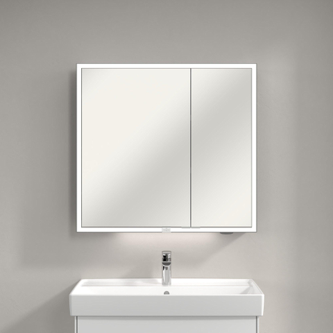 Villeroy & Boch My View Now My view spiegelkast - 80x75cm - 2 deuren - 3 contactdoos LED - zilver SW641561