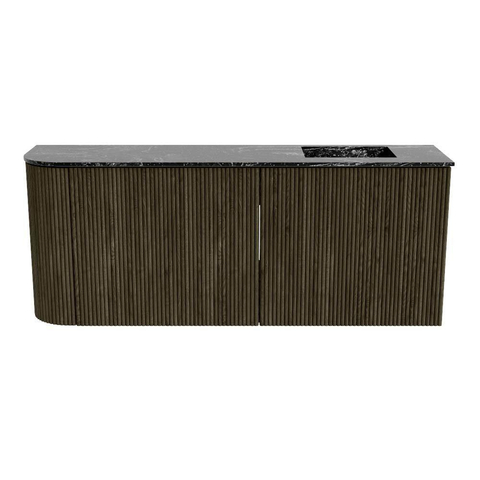 Mondiaz JOYA-DLUX Meuble de salle de bains - 101,6cm - arrondi gauche couleur Shadow - Vasque FAYE position Droite 1 trou de robinet couleur Lava SW1422980