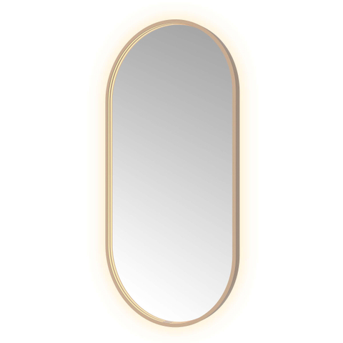 Hotbath &MORE Spiegel Oval - 60x120cm - direct en indirect LED - spiegelverwarming - dimbaar - met afstandsbediening - PVD - geborsteld koper SW1245616