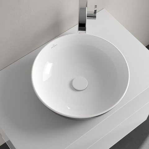 Villeroy & Boch Artis opzet wastafel - 43cm - zonder kraangat c plus - Coal Black (glans zwart) SW68817