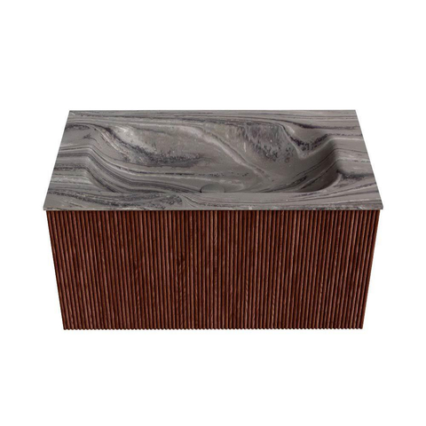 MONDIAZ KURVE-DLUX 80cm badmeubel kleur Ruby met 1 lade en 0 deuren. Wastafel BIG SMALL Midden 1 kraangat Sombra. SW1433938