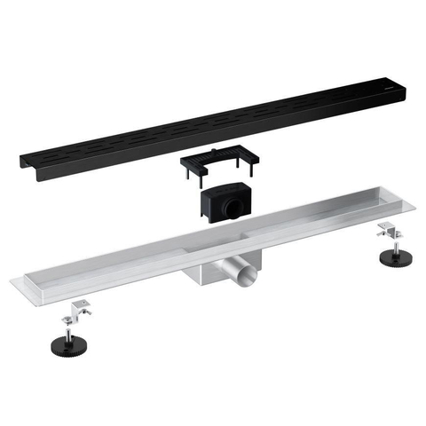Fortifura Galeria douchegoot - 50cm - met rooster - met vloerflens - mat zwart SW721527
