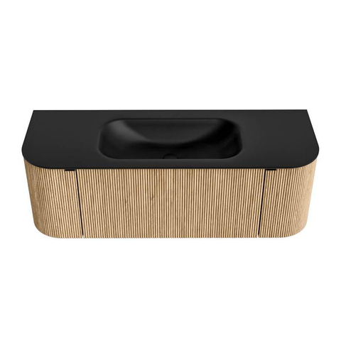 MONDIAZ KURVE Meuble de salle de bains 130 cm avec module 25 Len R couleur Oak avec 1 tiroir et 2 portes. Lavabo BIG SMALL central sans trou de robinet Urban. SW1138363