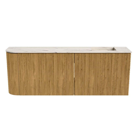 Mondiaz JOYA-DLUX 111.6cm toiletmeubel - ronding links kleur Oak - Wastafel FAYE positie Rechts Zonder kraangat kleur Nata. SW1424057