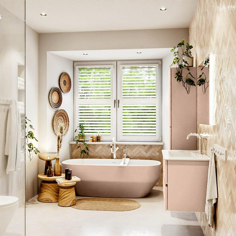 MONDIAZ VICA Ensemble meuble de salle de bains - 80cm - sous-meuble rosee - 2 tiroirs - lavabo denia central - 1 trou de robinet - version haute 60cm - blanc brillant SW1080271