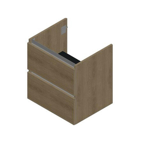Nemo Go Ensemble de meuble - 60x65x45.5cm - 2 tiroirs - sans poignée - 1 vasque Blanc brillant - 1 trous de robinet - avec miroir - MDF Riverside Oak SW911701