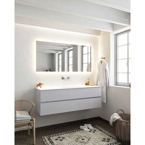 MONDIAZ VICA Ensemble meuble de salle de bains - 150cm- meuble bas Cale - 2 tiroirs - lavabo Cloud central - sans trou de robinetterie Version XL 60cm de haut SW1095197
