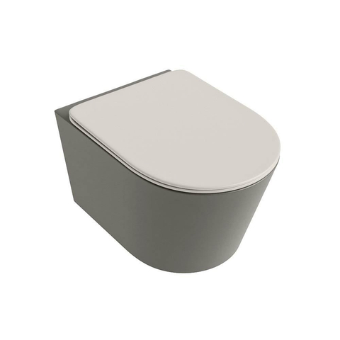 Mondiaz LAVIE WC suspendu – sans bride – 36 x 53 cm – avec abattant softclose – Smoke (brun clair), abattant Linen (blanc cassé) SW1208657