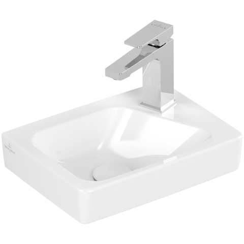 Villeroy & Boch Architectura Fontein - 26.5x36cm - 1 kraangat rechts - met overloop - White Alpine (glans wit) SW1162334