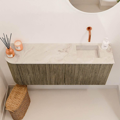 Mondiaz JOYA-DLUX 101.6cm toiletmeubel - ronding links kleur Dusk - Wastafel FAYE positie Rechts Zonder kraangat kleur Frappe. SW1423095