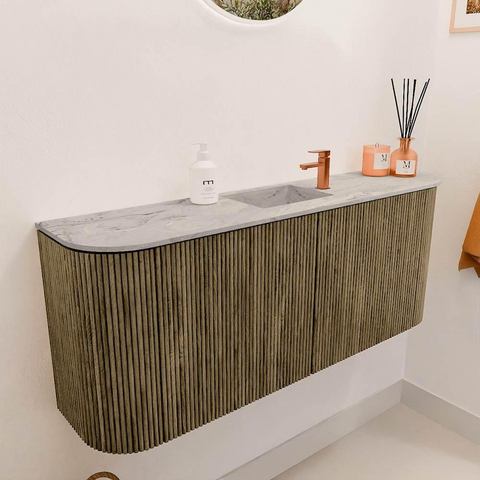 Mondiaz JOYA-DLUX 103.2cm toiletmeubel - ronding links en rechts kleur Dusk - Wastafel FAYE positie Midden 1 kraangat kleur Glace. SW1423199