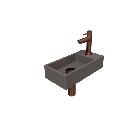 Ink Versus pack lave-mains – 36 x 18 x 9 cm – quartz gris – perçage à droite – robinet or rose mat SW439619