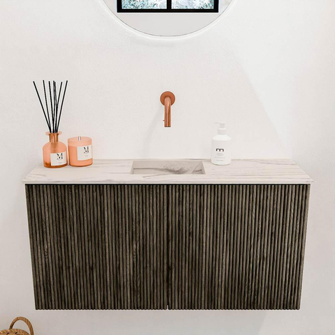 Mondiaz JOYA-DLUX Meuble de salle de bains 80cm - couleur Shadow - Vasque FAYE position Milieu Sans trou de robinet couleur Nata SW1424955