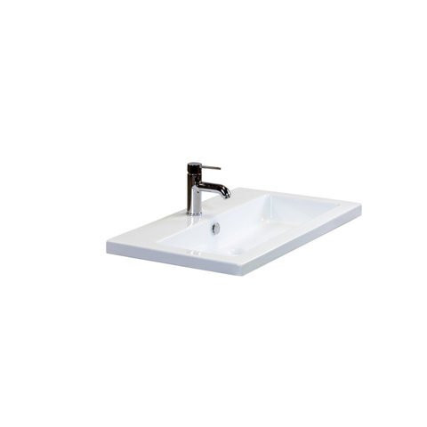 H&R Badmeubelen Djazz Wastafel - 81x45.5x4cm - 1 kraangat - keramiek wit SW235609