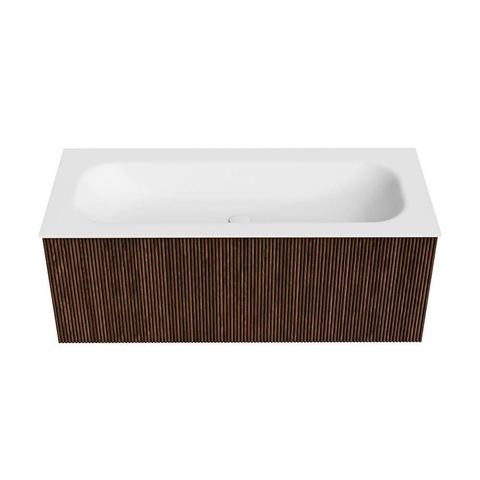 MONDIAZ KURVE Meuble de salle de bains 110cm couleur Walnut avec 1 tiroir. Lavabo BIG MEDIUM central 1 trou de robinet Talc. SW1138275