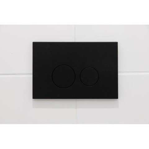 Adema Salina 2.0 Toiletset - 48.5x36x32cm - diepspoel - spoelrandloos - QeramiQ inbouwreservoir - softclose - quickrelease - toiletzitting - mat zwarte kunststof bedieningsplaat - ronde knoppen - wit SW1474597