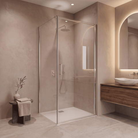 Fortifura Galeria Cabine de douche - 90x140cm - profilé - verre de sécurité - anti-calcaire - Chrome SW1224945