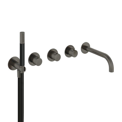 Hotbath Cobber Inbouw bad thermostaat - met 2 stopkranen - met uitloop - verouderd ijzer (zwart) SW237474