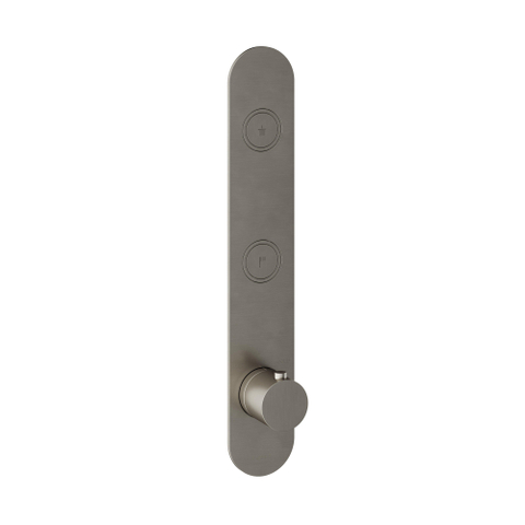 Hotbath Cobber Afbouwdeel inbouwthermostaat - met 2 pushbuttons verticale plaatsing - geborsteld nikkel (RVS) SW229942